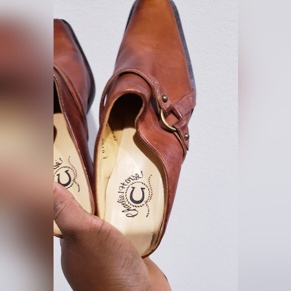 CHARLIE 1 HORSE LEATHER SLIP ON MULE BRAZILIAN WESTERN SHOES SZ 6B - Picture 2 of 5